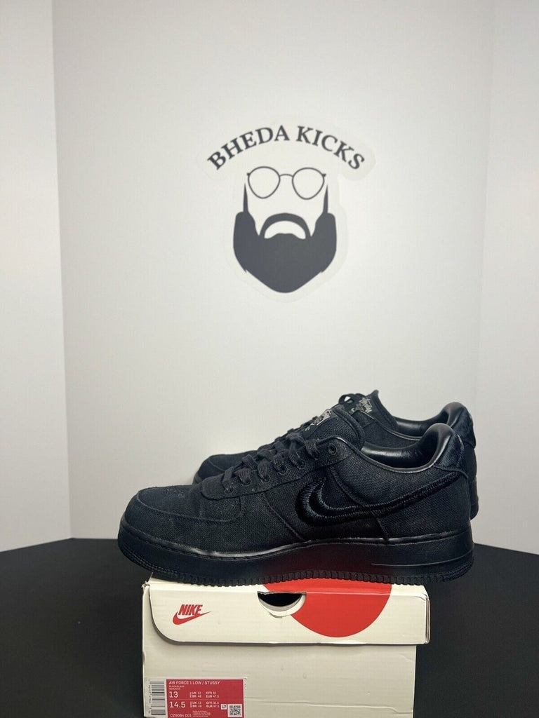 Stussy x Nike Air Force 1 Low Triple Black CZ9084-001 Preowned Men’s Size 13