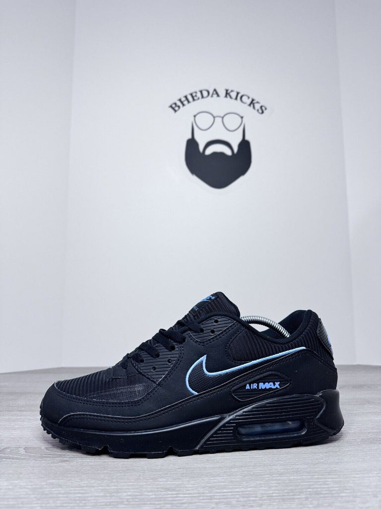 Size 11 - Nike Air Max 90 Black University Blue FJ4218-001 Preowned Authentic