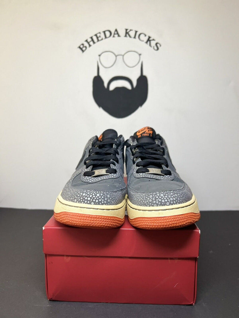 Nike Air Force 1 Low Safari Dark Grey Orange 488298-079 Men's Shoes Size 9.5 Og