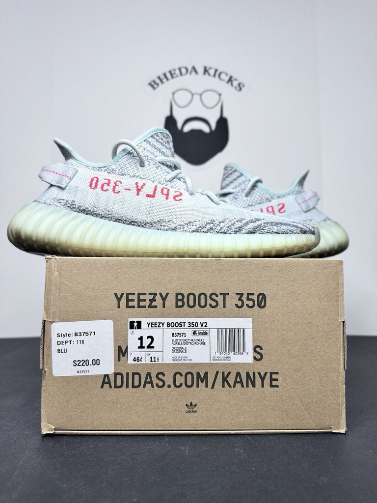 Adidas Yeezy Boost 350 V2 Low Blue Tint B37571 Preowned Og Men’s Size 12