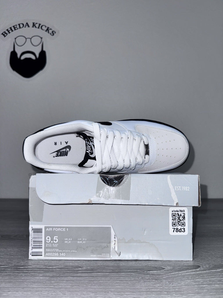 Size 9.5 - Nike Air Force 1 White Black Midsole 488298-140 Authentic NEW DS