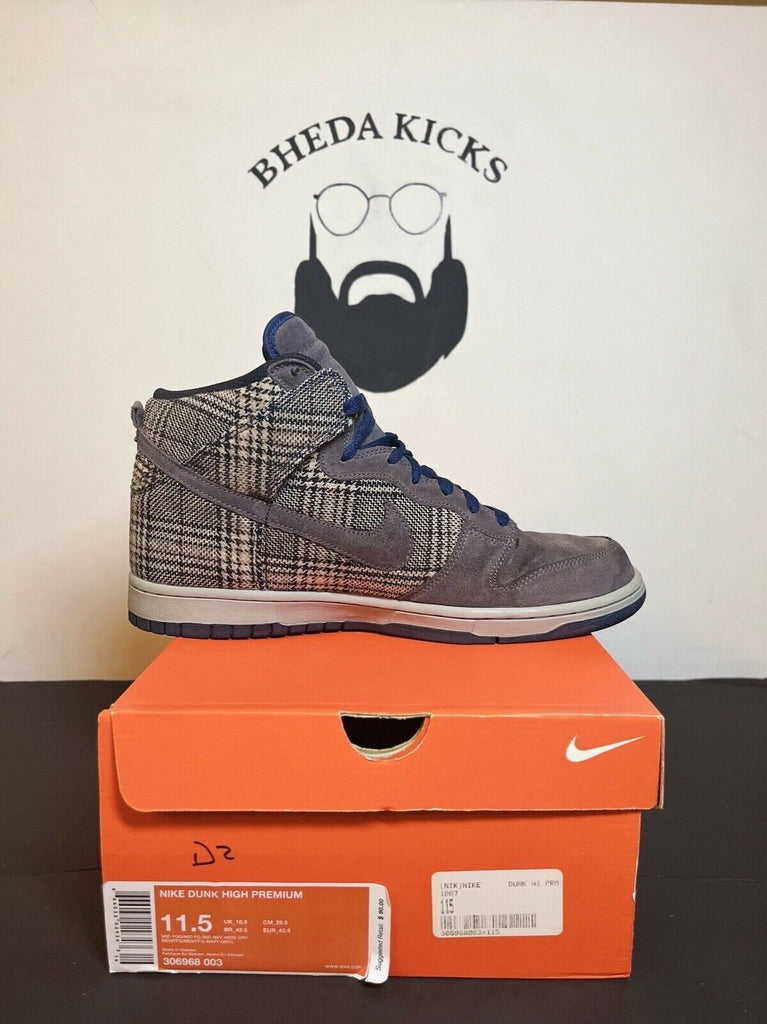 Nike Dunk High Premium Tweed Pack 2007 size 11.5 306968-003 Preowned Og Rare