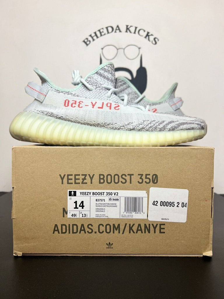 Adidas Yeezy Boost 350 V2 Blue Tint Size 14 B37571 Preowned Authentic Mens