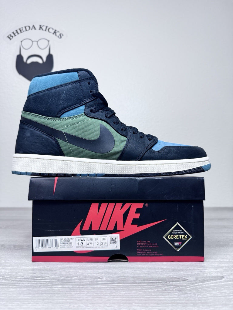 Size 13 - Air Jordan 1 High Element Gore-Tex Shoes Black Blue Green DB2889-003