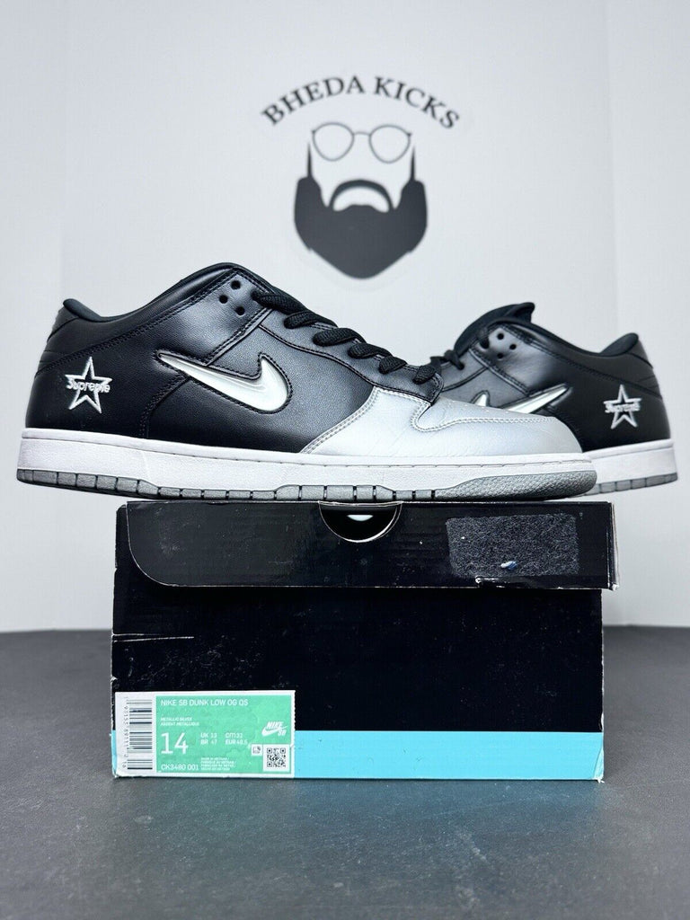 Nike Supreme x SB Dunk OG QS Low Metallic Silver CK3480-001 Men’s Size 14