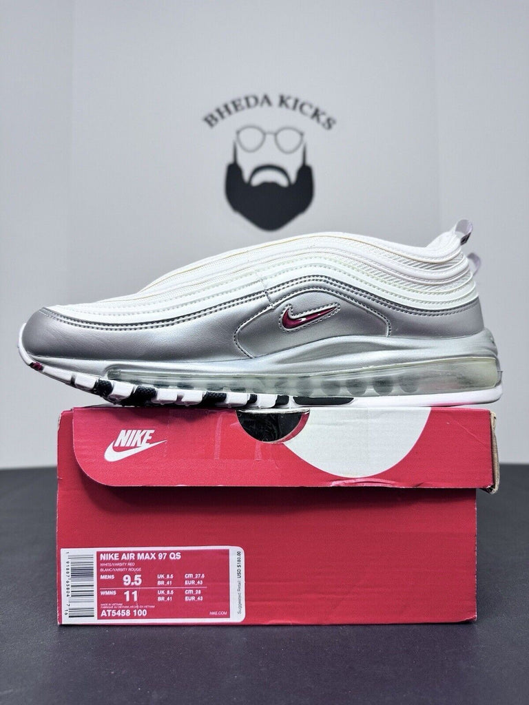 Nike Air Max 97 QS B-Sides White Silver Running Shoes AT5458-100 Men’s Size 9.5