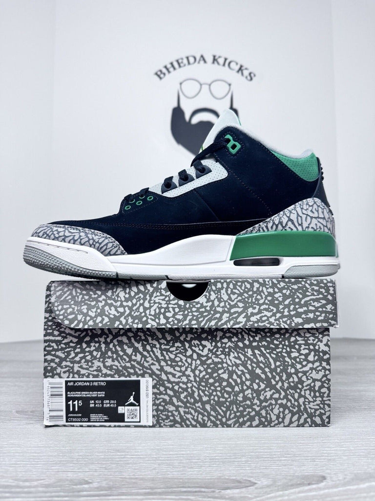 Size 11.5 - Jordan 3 Retro Pine Green 2021 CT8532-030 Preowned Og Authentic