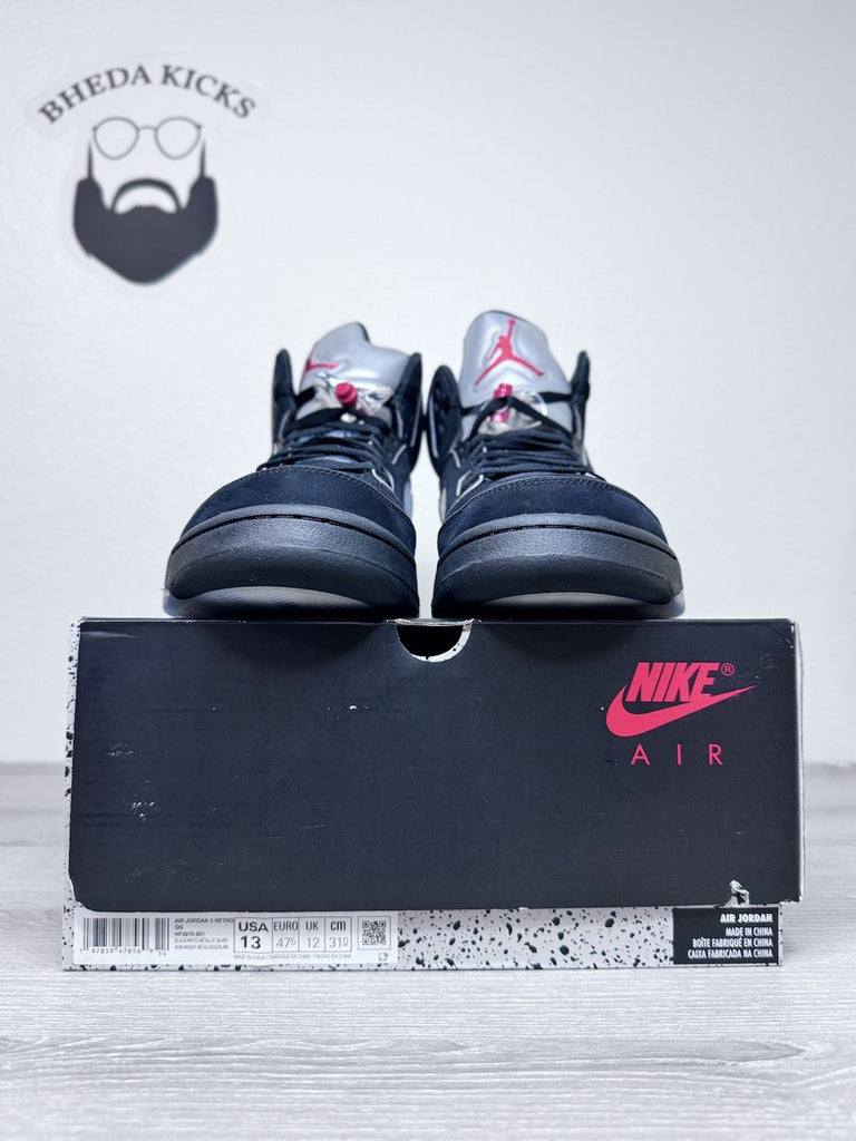Size 13 - Air Jordan 5 Black Metallic Reimagined Sneakers HF3975-001 Preowned