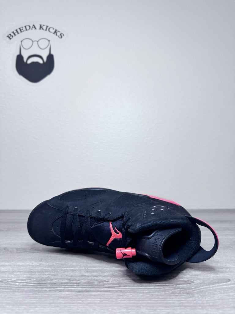 Size 8.5 - Jordan 6 Retro Infrared Black Pink White Suede Leather (384664-023)