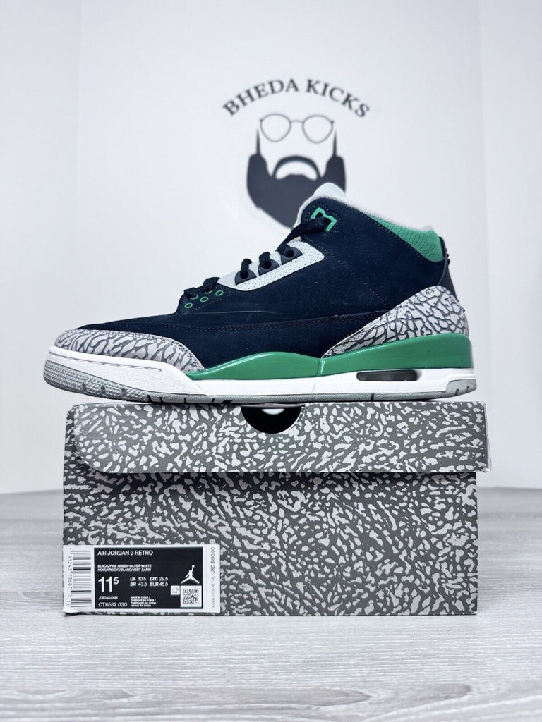 Size 11.5 - Jordan 3 Retro Pine Green 2021 CT8532-030 Preowned Og Authentic