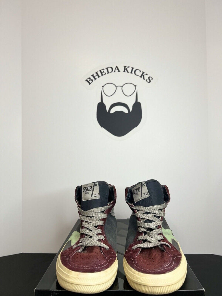 Size 40EU/7US - Golden Goose 2.12 Skateboard High Top Maroon Grey Mint Green