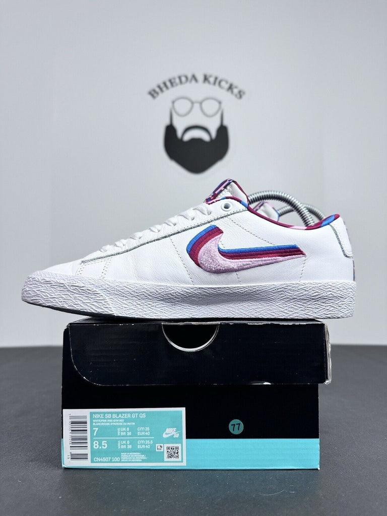 Nike SB Blazer Low Parra CN4507-100 Pink White Blue Preowned Men’s Size 7