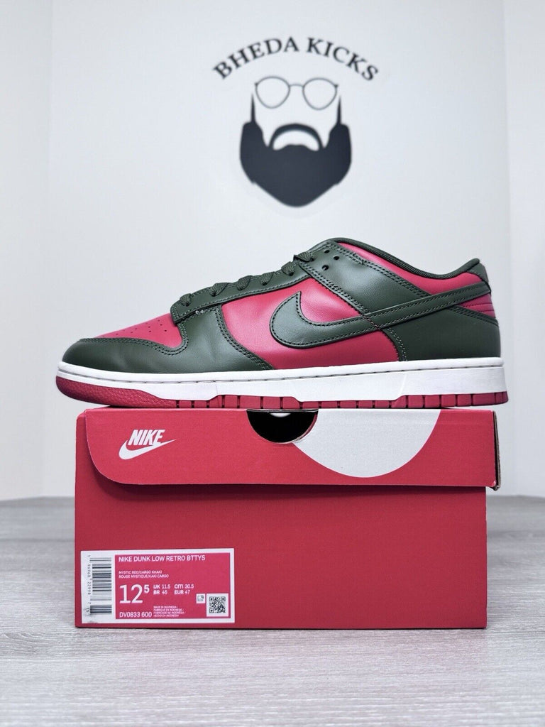 Size 12.5 - Nike Dunk Low Cargo Khaki Mystic Red DV0833-600 Preowned Og