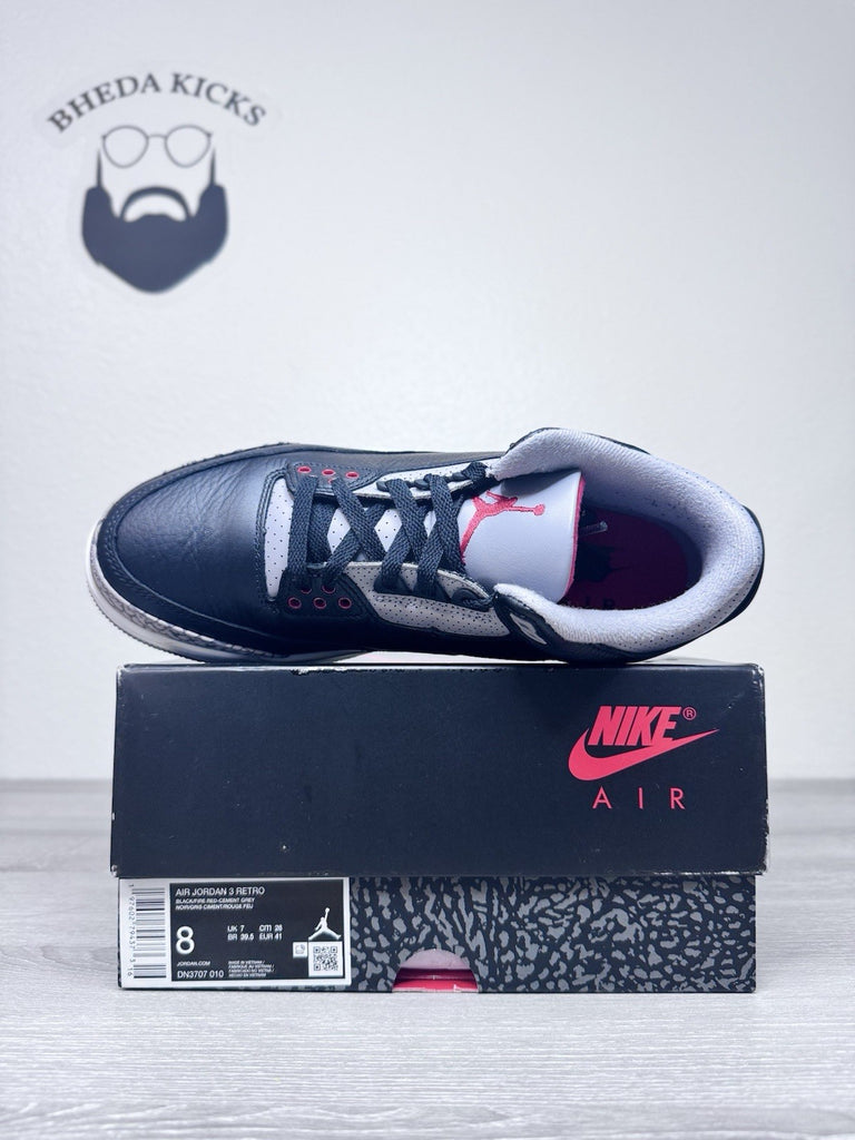 Size 8 - Air Jordan 3 Retro OG 2024 Black Cement DN3707-010 Preowned