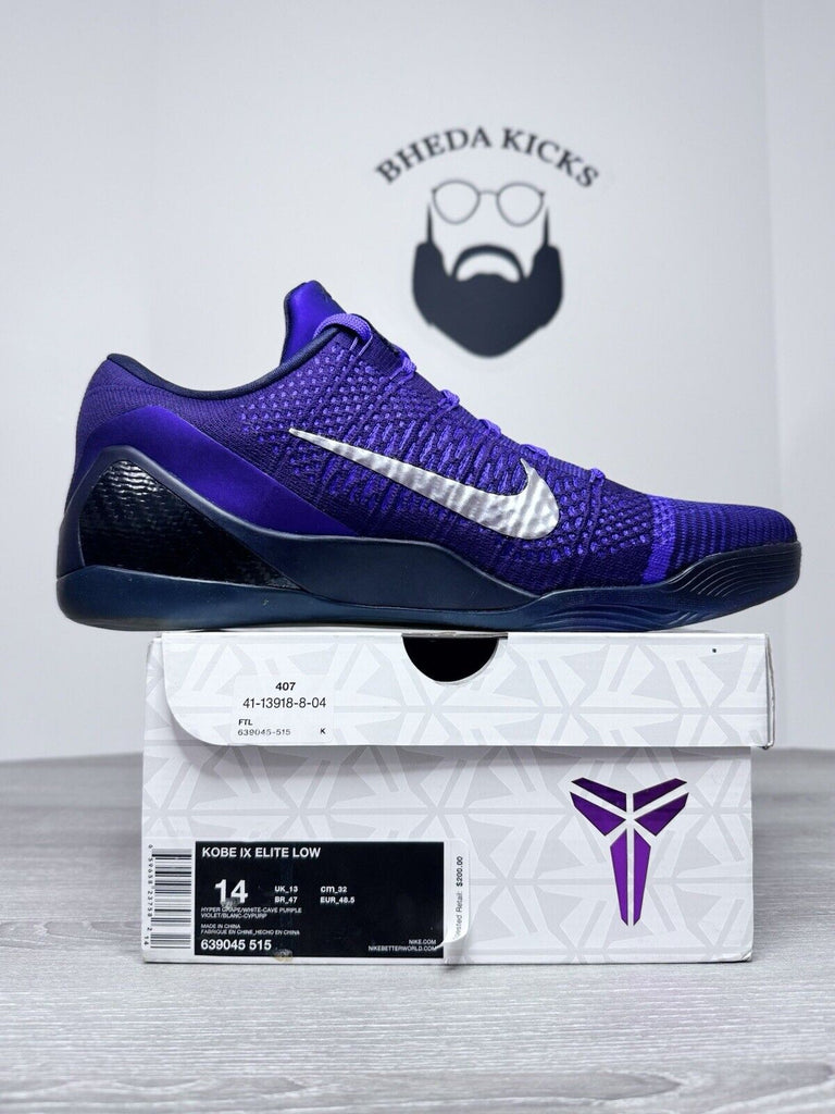 Size 14 - Nike Kobe 9 Elite Low Moonwalker Hyper Grape Black 639045-515 NEW DS