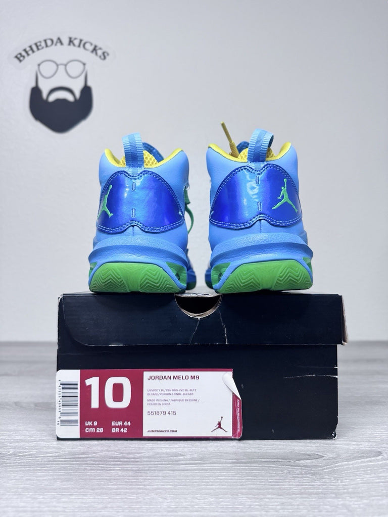 Size 10 - Nike Jordan Melo M9 Men's Poision Green Blitz Vivid Blue 551879-415