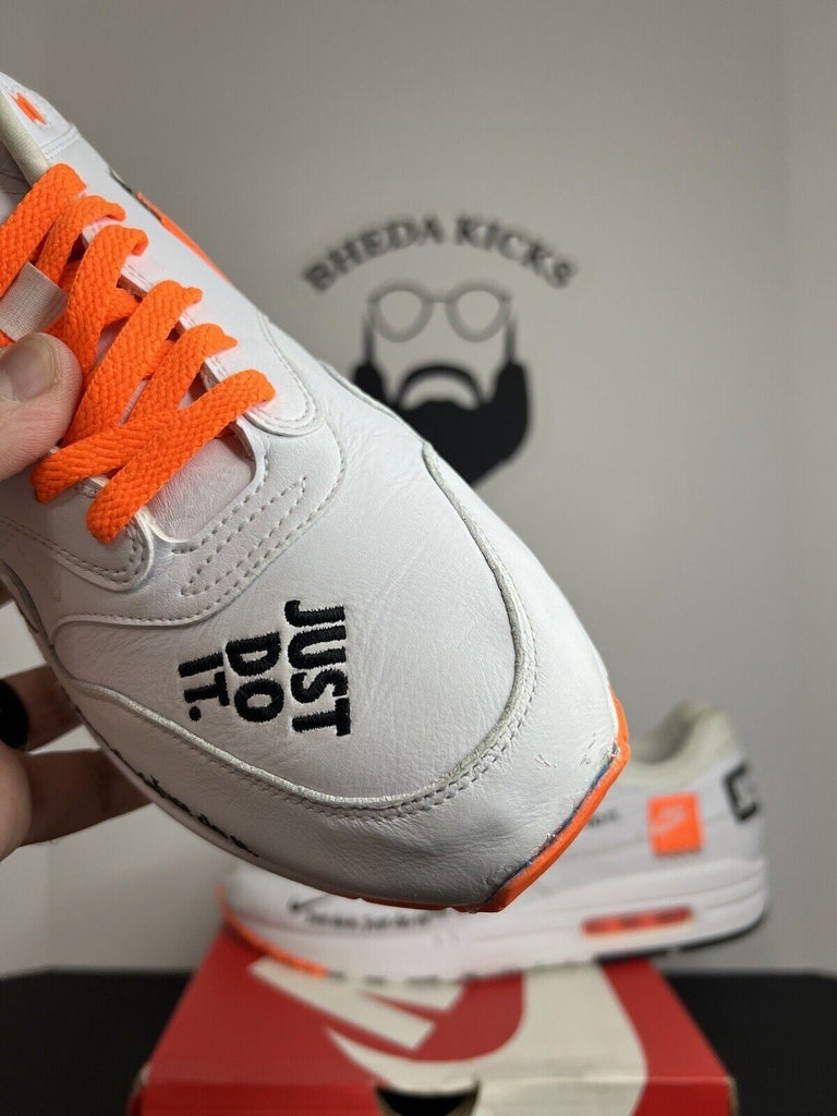 Nike Air Max 1 Just Do It 2018 White Orange Sneakers AO1021-100 Men’s Size 11.5