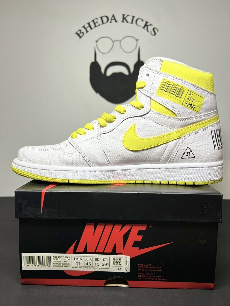 Air Jordan 1 Retro High OG First Class Flight 555088-170 White Yellow Men's 11