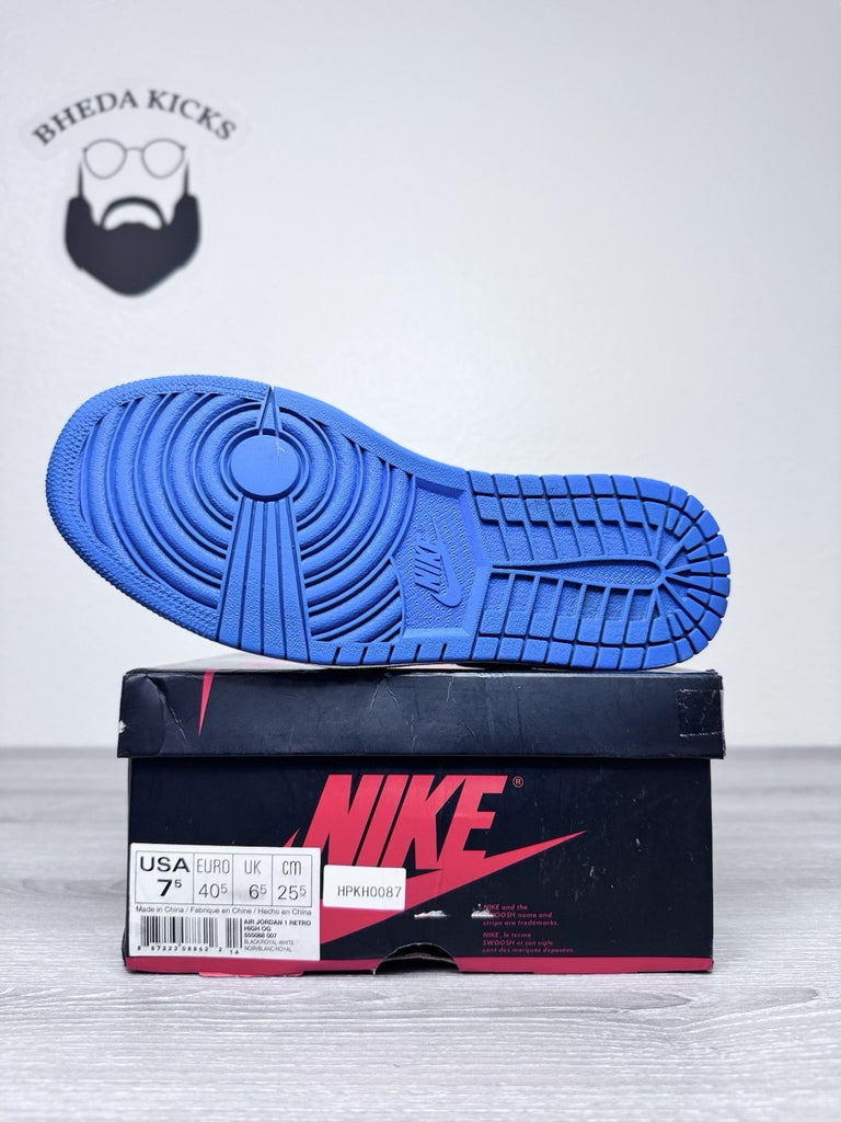 Size 7.5 - Nike Air Jordan 1 High OG Royal Blue Retro Men’s 555088-007 Preowned