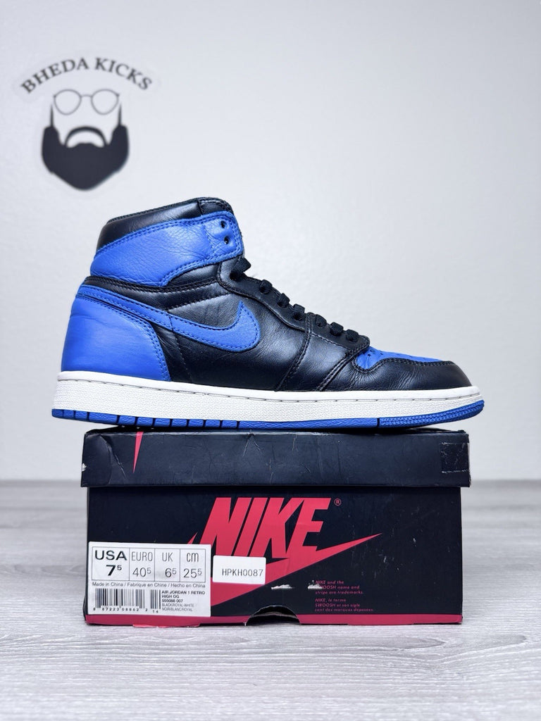 Size 7.5 - Nike Air Jordan 1 High OG Royal Blue Retro Men’s 555088-007 Preowned