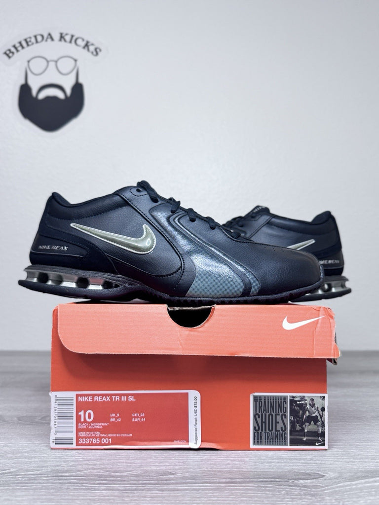 Size 10 - Nike Men’s Reax TR 3 333765-001 Black Running Shoes Lace Up Low Top