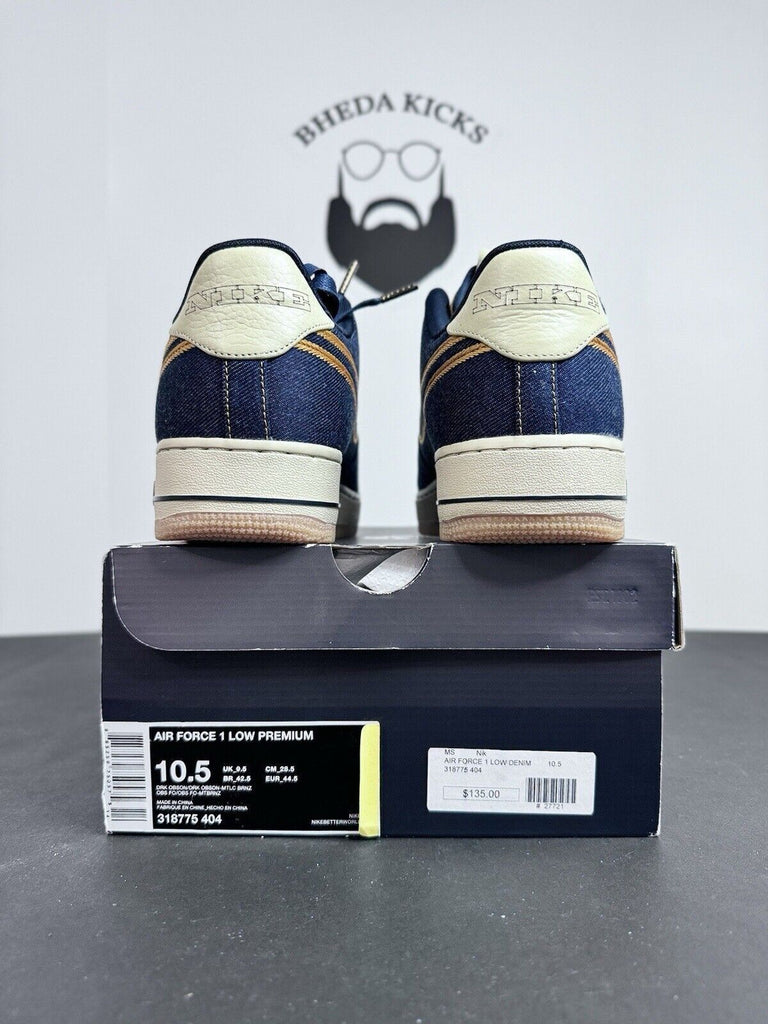 NEW Nike Air Force 1 Low Premium Denim Gum Limited Edition 318775-404 Size 10.5