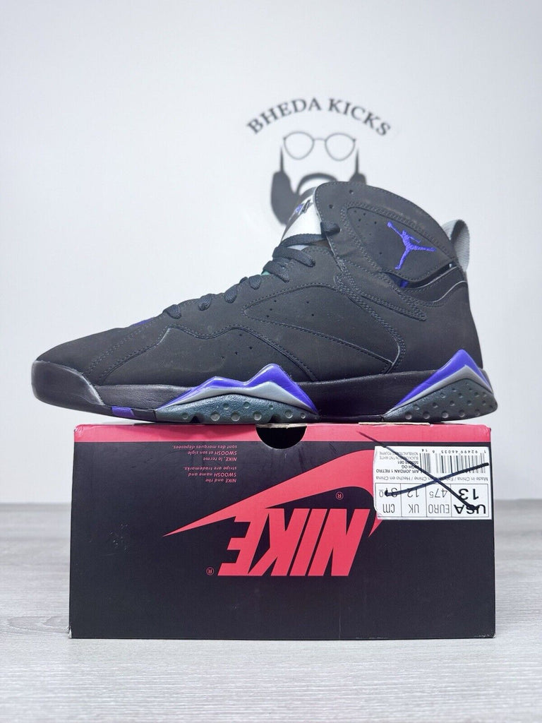 Size 13 - Air Jordan 7 Retro PE Ray Allen Black Purple Green Suede (304775-053)