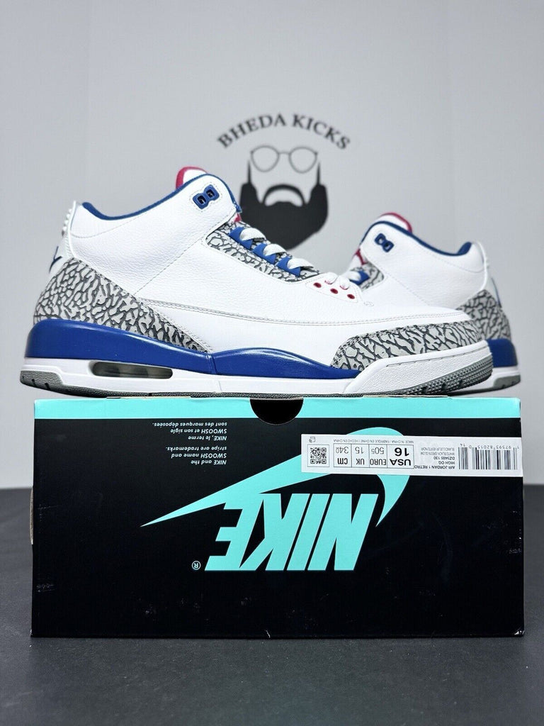 Nike Air Jordan 3 Retro OG True Blue 2016 854262-106 Preowned Men’s Size 16