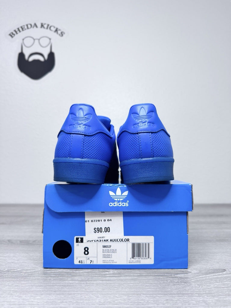 Size 8 - 2016 Adidas Superstar Adicolor Blue Tonal S80327 Sneaker Preowned