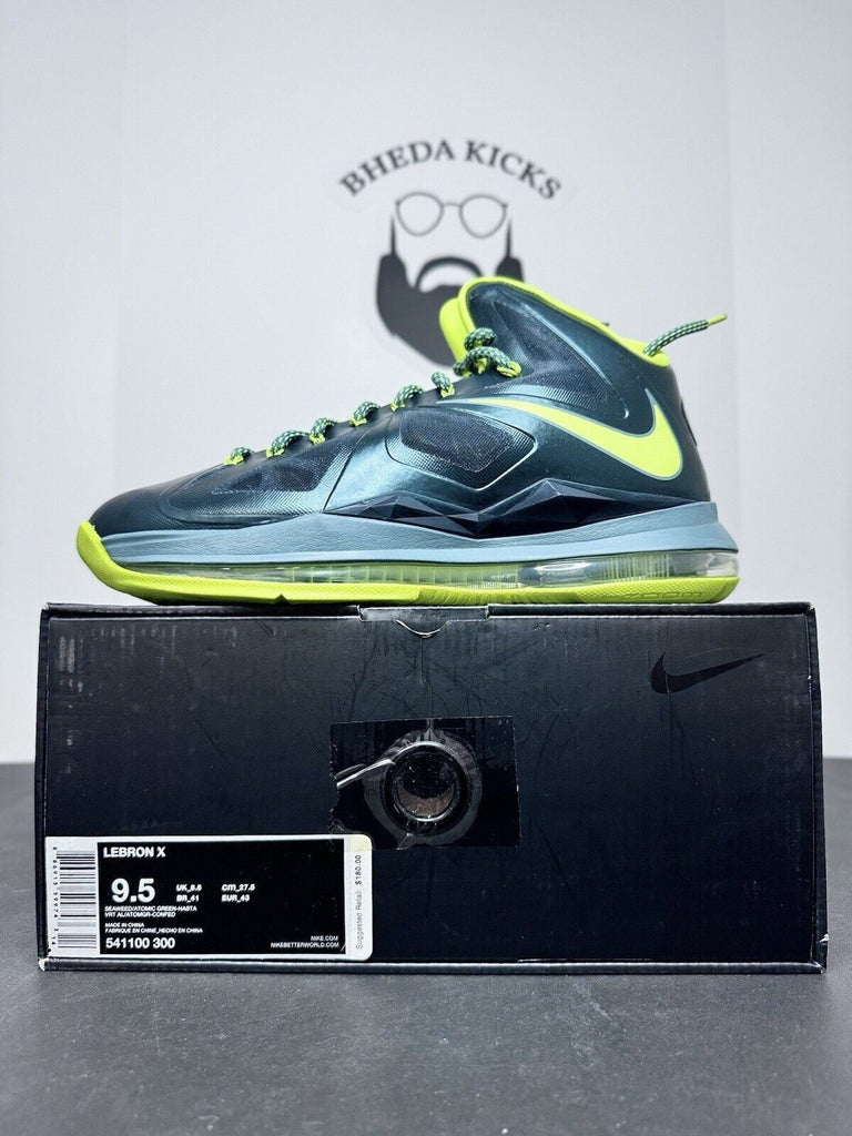 NEW Nike Lebron X Seaweed Atomic Green Shoes Sneakers 541100-300 Men’s Size 9.5