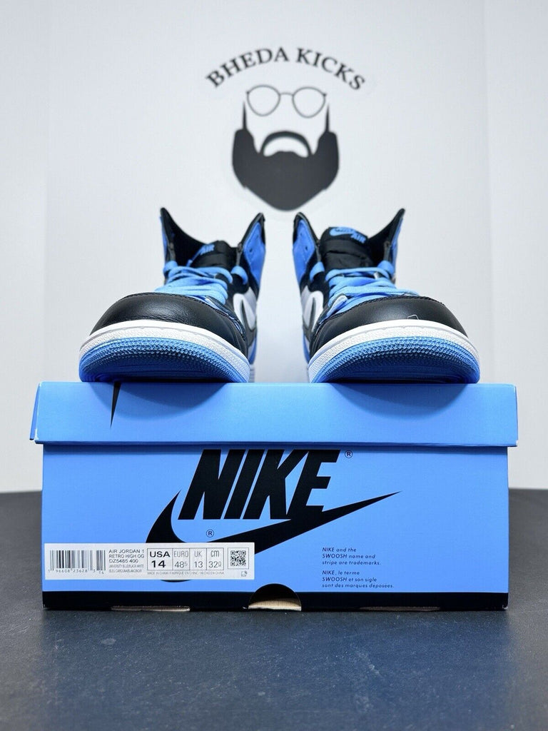 Jordan 1 Retro OG High UNC Toe DZ5485-400 Black Blue Preowned Men’s Size 14