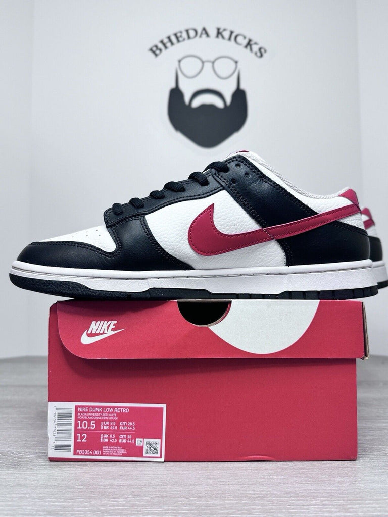 Size 10.5 - Nike Dunk Low Retro Red Swoosh Panda FB3354-001 Preowned