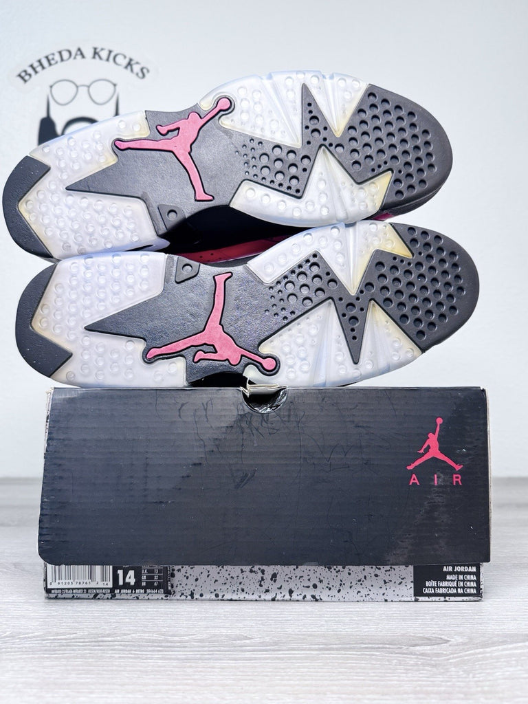 Size 14 - Air Jordan 6 Retro Infrared 23 Pink Black Leather Suede (384664-623)