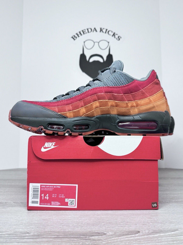 Size 14 - Nike Air Max 95 Premium Atlanta Grey Red Orange (FZ4125-060) DS NEW