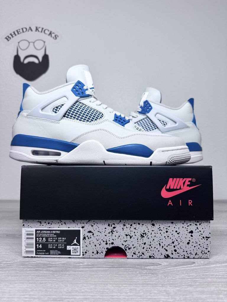 Size 12.5 - Nike Air Jordan 4 Retro Shoes Preowned Military Blue FV5029-141