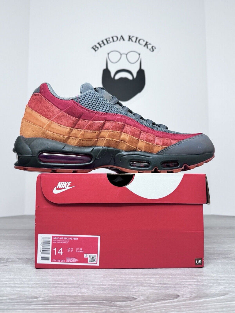 Size 14 - Nike Air Max 95 Premium Atlanta Grey Red Orange (FZ4125-060) DS NEW