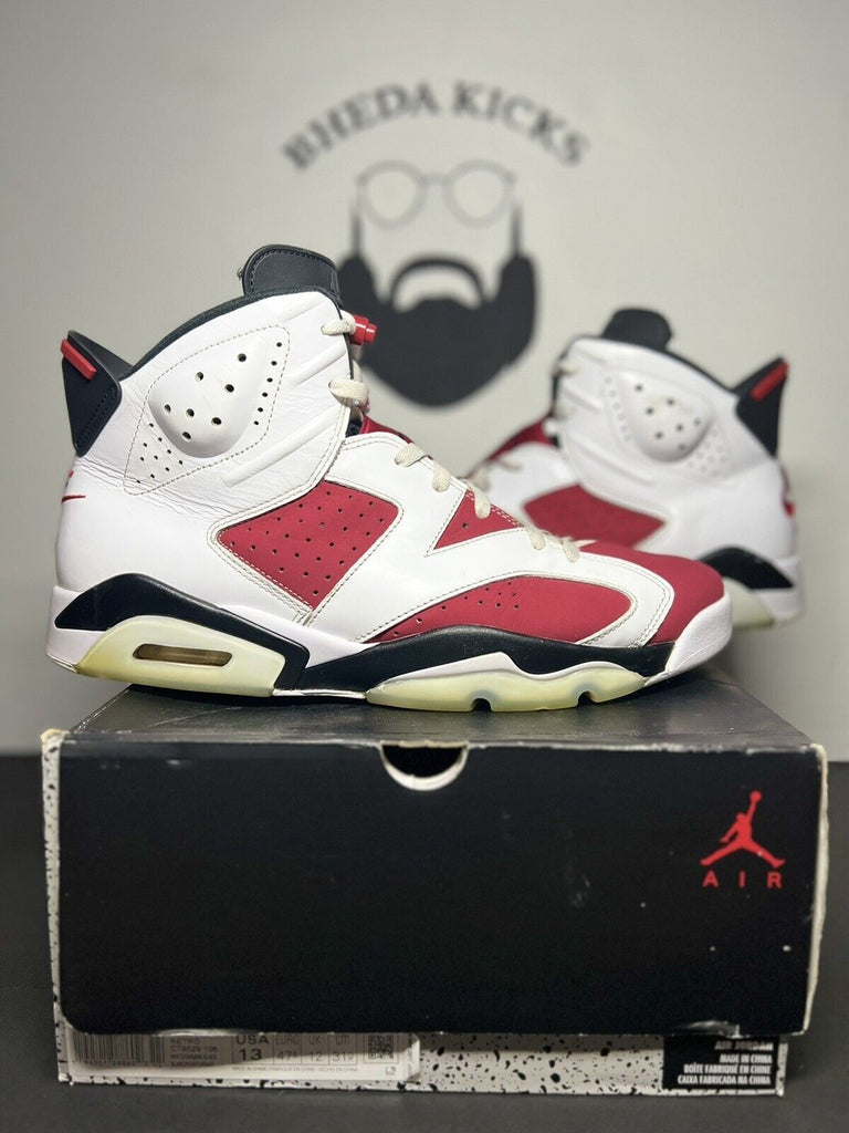 Air Jordan 6 Retro Carmine Size 13 384664 160 White Red Black Preowned Og MJ