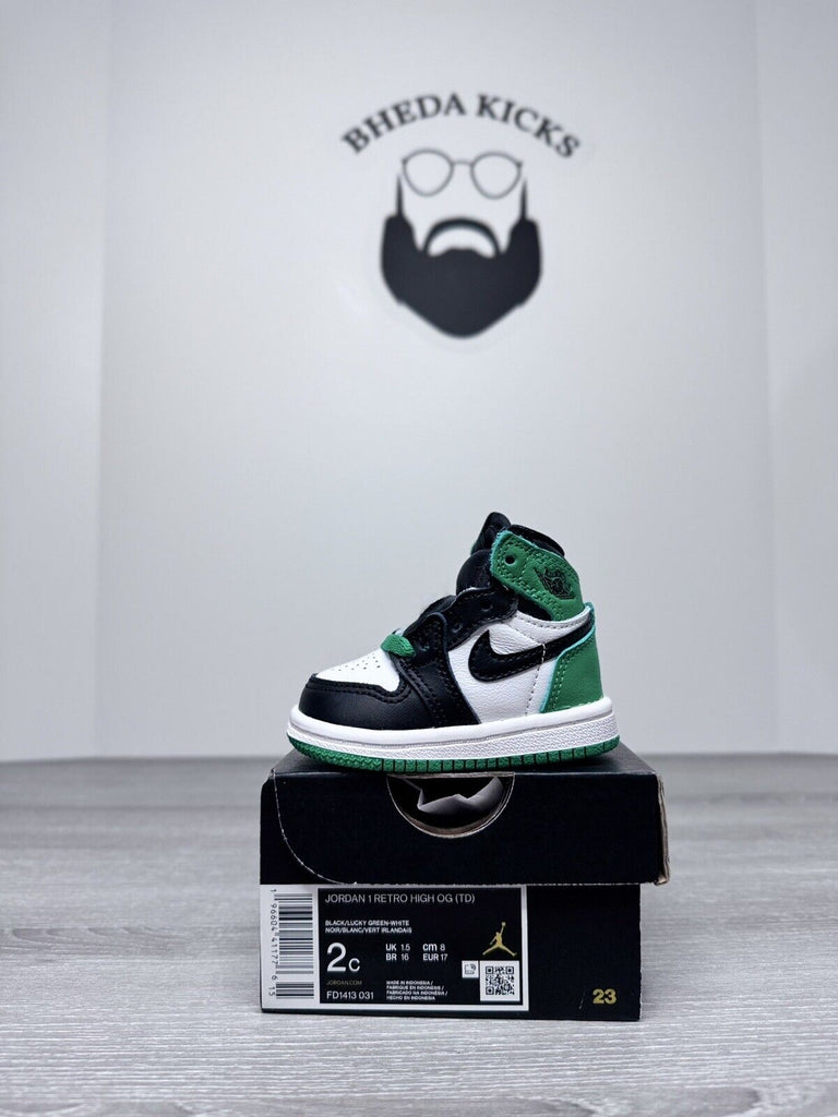 Size 2C - Nike Air Jordan 1 Retro High OG TD 'Lucky Green'  FD1413-031 Toddler