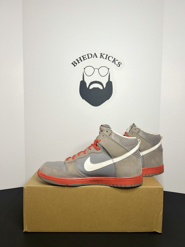 Nike Dunk High Light Charcoal Grey Team Orange 317982-012 Og Rare Men's Size 12