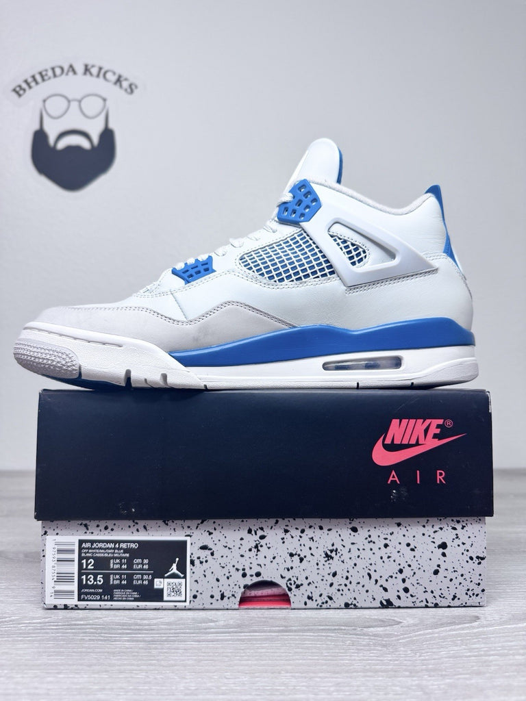 Size 12 - Nike Air Jordan 4 Retro Shoes Preowned Military Blue FV5029-141