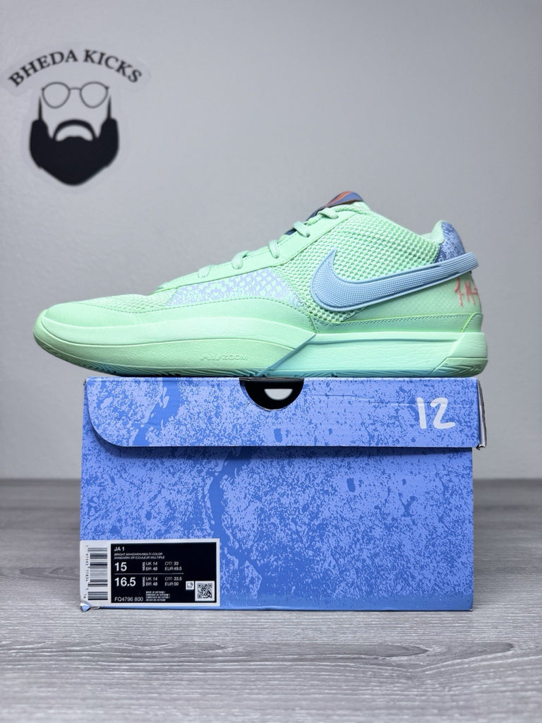 Size 15 - Nike Ja 1 Mismatched Bright Mandarin Orange Green FQ4796-800 Preowned
