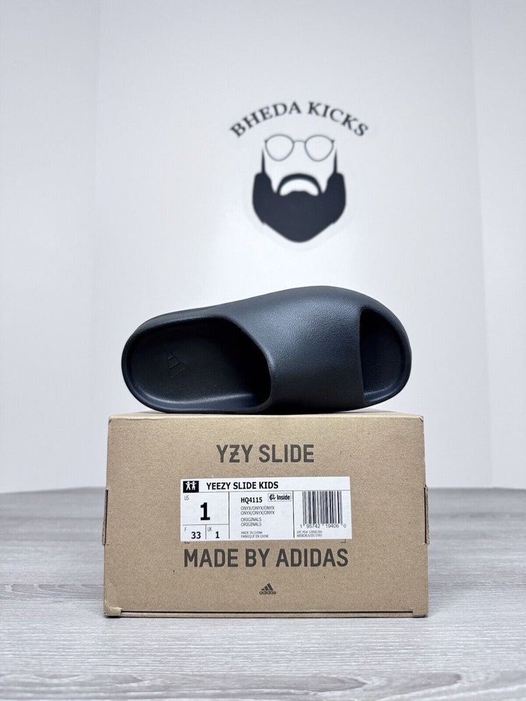 Size 1Y - Adidas Yeezy Slide Onyx Little Kids New HQ4115 Kanye West NEW DS