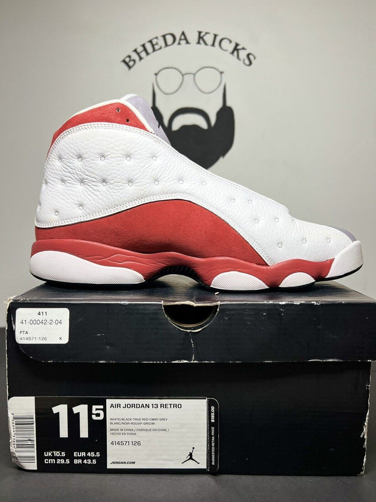 Nike Air Jordan 13 Grey Toe 2014 size 11.5 OG 414571–126 XIII White Red Preowned