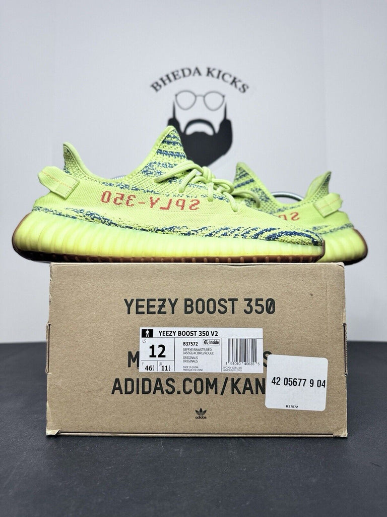 Adidas Yeezy Boost 350 V2 Semi Frozen Yellow Green B37572 Men’s Size 12