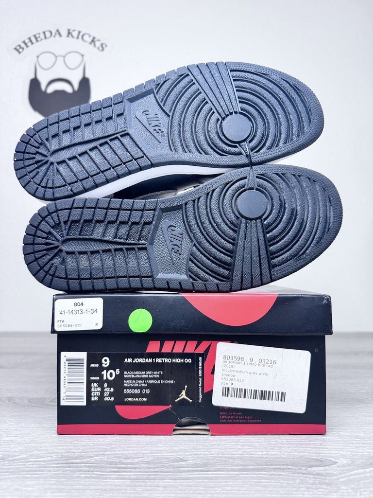 Size 9 - Jordan 1 Retro OG High Shadow 555088-013 Black White Authentic Worn 1x