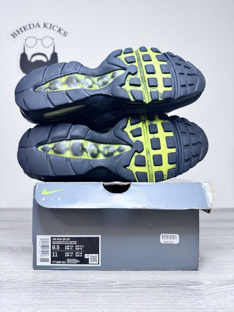 Size 9.5 - Nike Air Max 95 OG 2020 Neon CT1689-001 Preowned Authentic Og