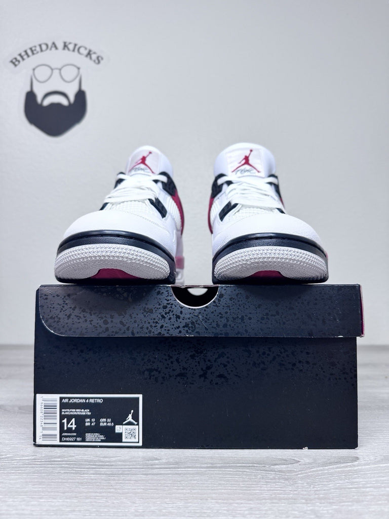 Size 14 - Nike Air Jordan 4 Retro White Fire Red Black DH6927-161 Red Cement