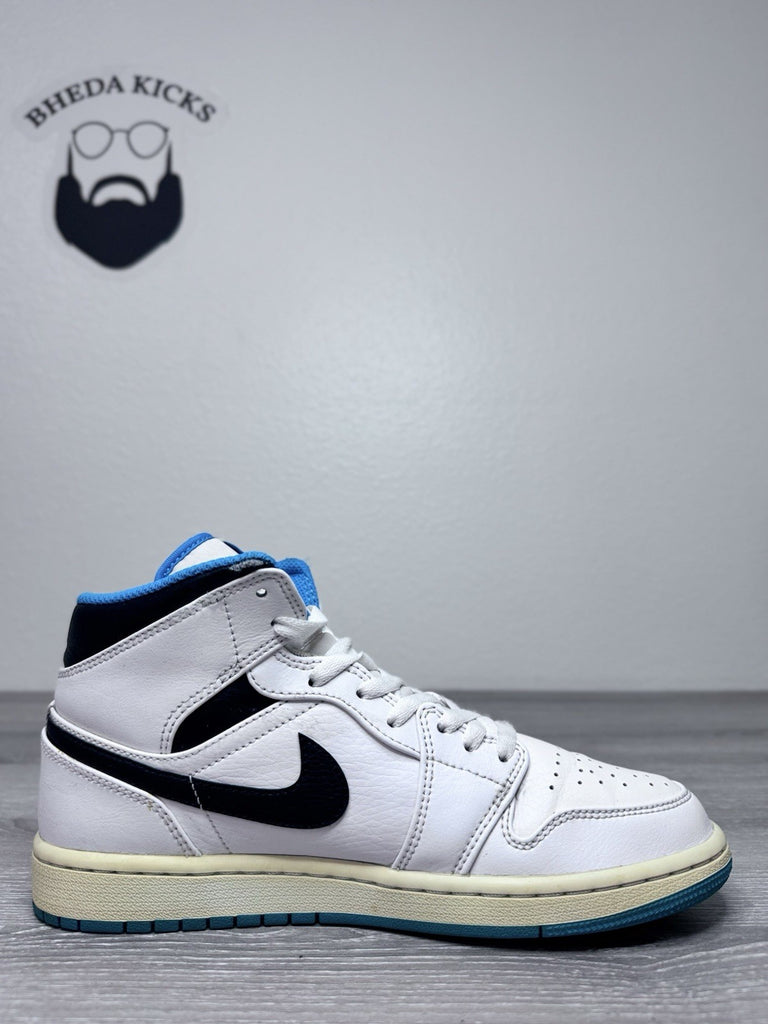 Size 8 - Air Jordan 1 Mid Laser Blue White Black Leather (554724-141)