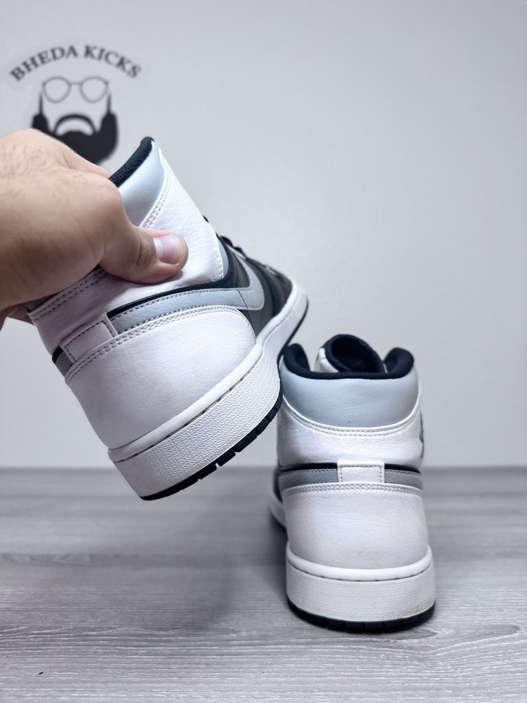 Size 15 - Nike Air Jordan 1 Mid Black White Lt Grey Sneakers 554724-073 Men’s