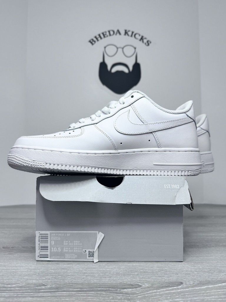 Size 9 - Nike Air Force 1 Low 07 Triple White CW2288-111 Shoes Men’s Worn Once